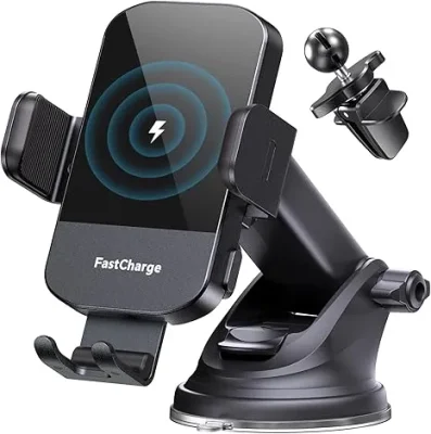 CHGeek Wireless Car Charger, 15W Fast Charging Auto Clamping Car Charger Phone Mount Phone Holder fit