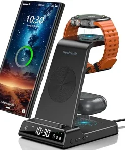 Wireless Charger for Samsung Charging Station, 3 in 1 Android Phone Wireless Charger