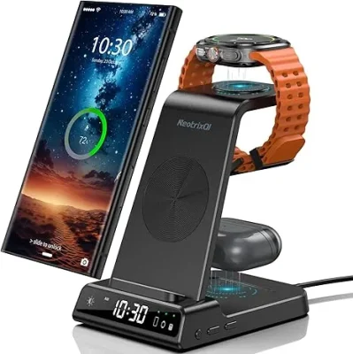 Wireless Charger for Samsung Charging Station, 3 in 1 Android Phone Wireless Charger