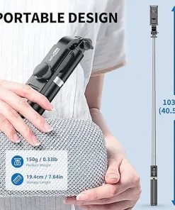 Selfie Stick Tripod, All in One Extendable & Portable iPhone Tripod Selfie Stick with Wireless Remote